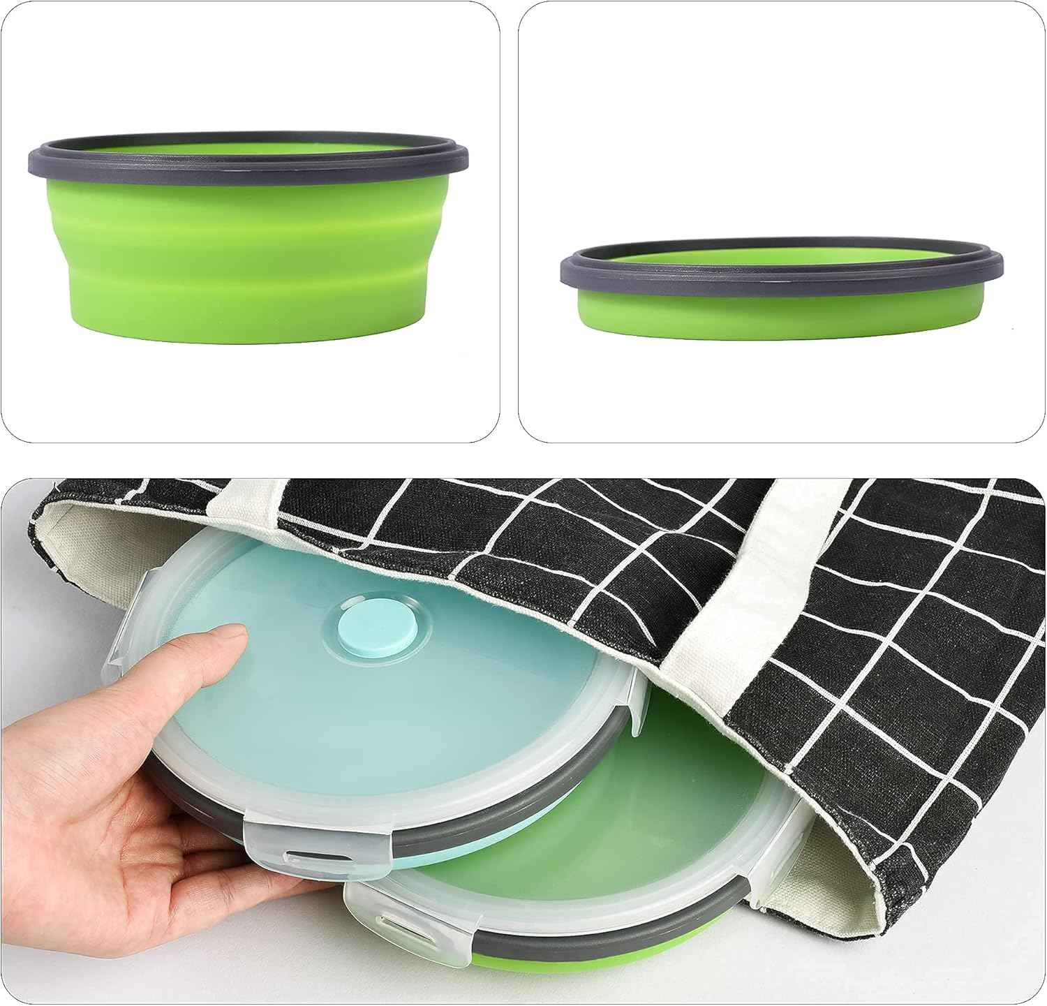 2-Pack Collapsible Cat Bowls with Lids – Portable Travel Pet Feeders (17oz)
