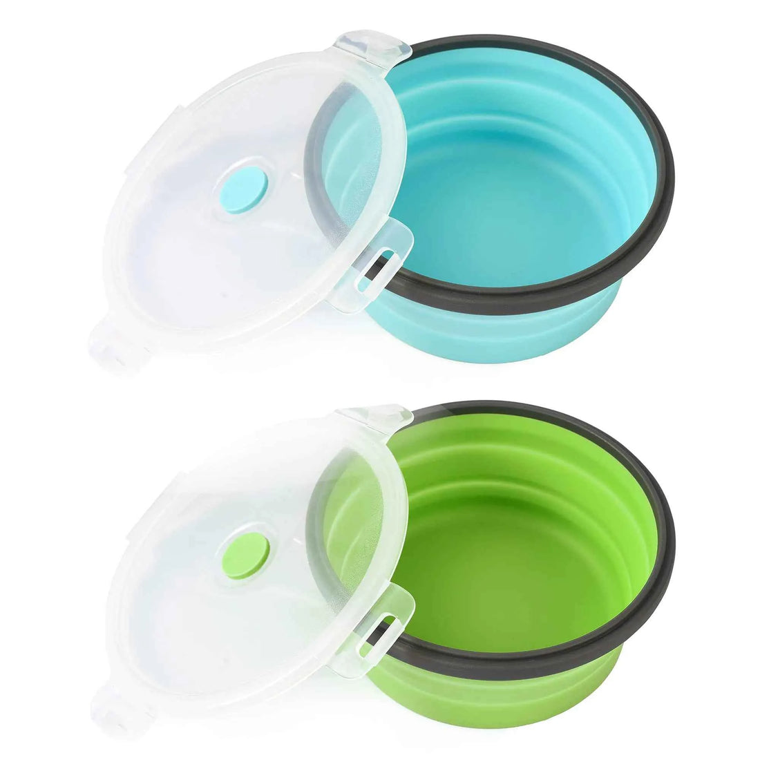 2-Pack Collapsible Cat Bowls with Lids – Portable Travel Pet Feeders (17oz)
