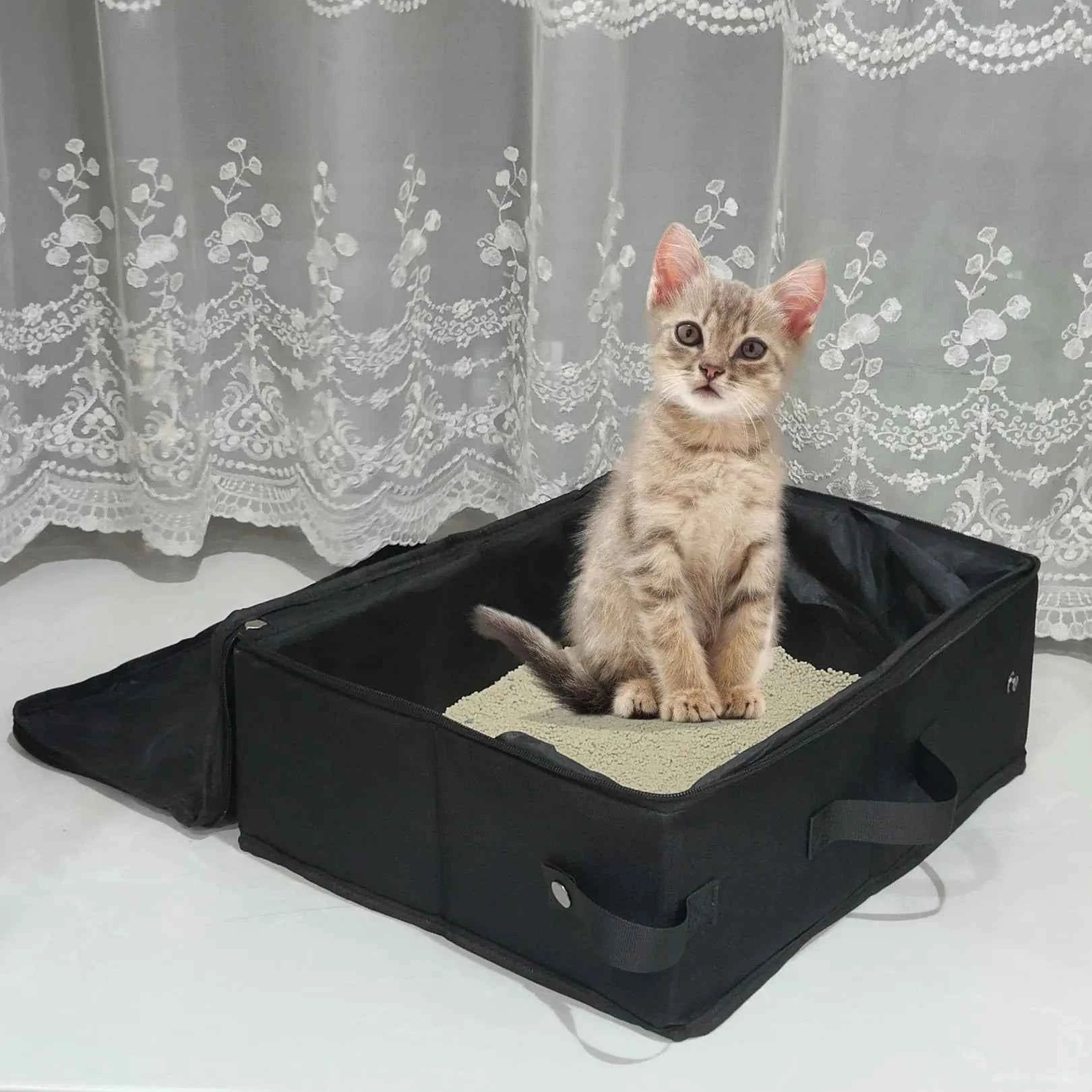 Portable Collapsible Cat Travel Litter Box – Leakproof & Lightweight